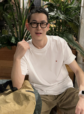 Nick Tian 爱心刺绣短袖T恤男生夏季新款美式休闲百搭宽松上衣