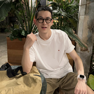 Tian 美式 爱心刺绣短袖 新款 休闲百搭宽松上衣 T恤男生夏季 Nick