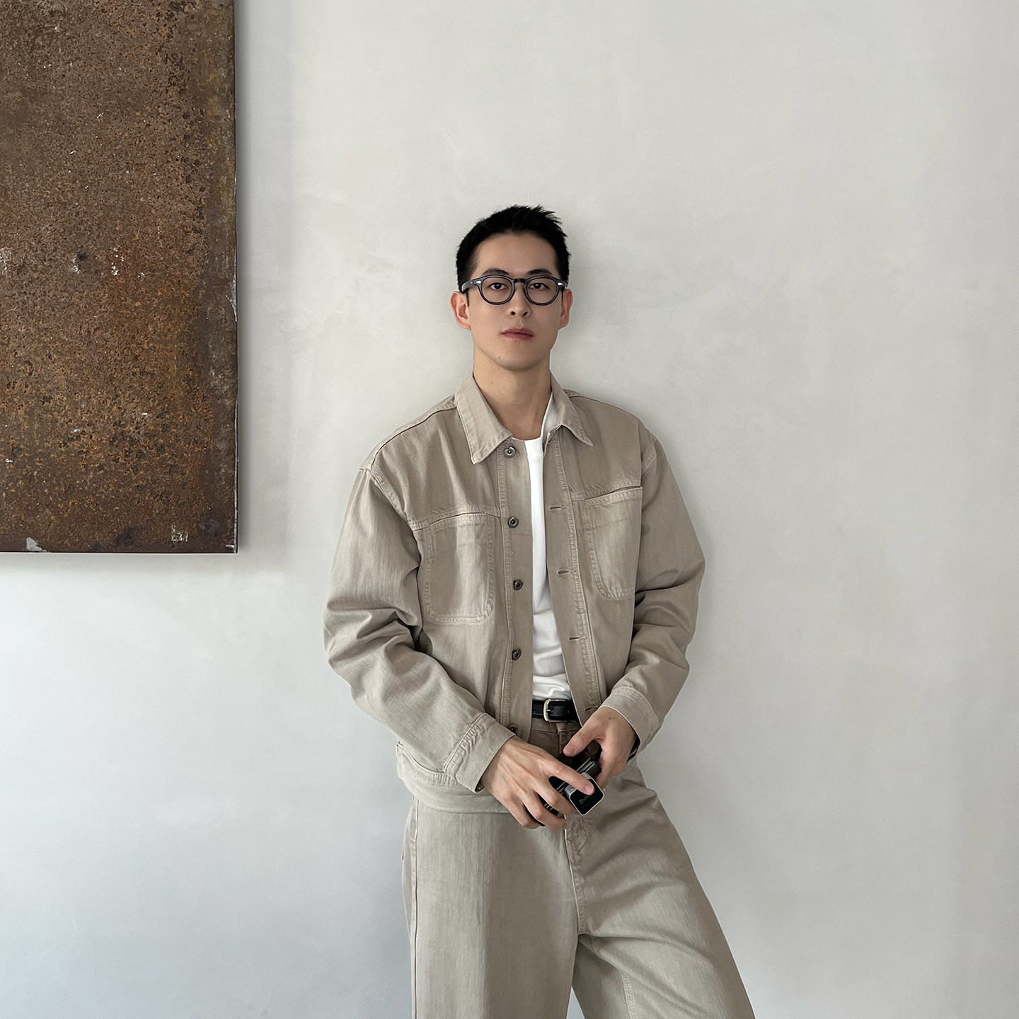 Nick Tian 春季极简纯色牛仔外套男新款翻领休闲风简约宽松夹克