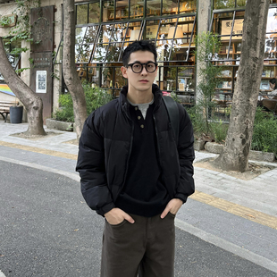 宽松韩版 Nick 黑色立领羽绒服男冬季 基础款 休闲轻便保暖外套 Tian