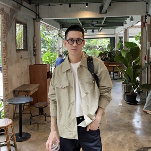 韩版 春季 高级感纯色翻领风衣夹克男生简约休闲宽松外套 Tian Nick