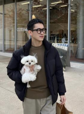 Nick Tian 冬季新款白鸭绒黑色羽绒服男款基础款加厚休闲立领外套