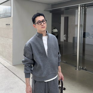 Nick 休闲老钱风假两件卫衣男春季 运动风长袖 立领宽松上衣 Tian