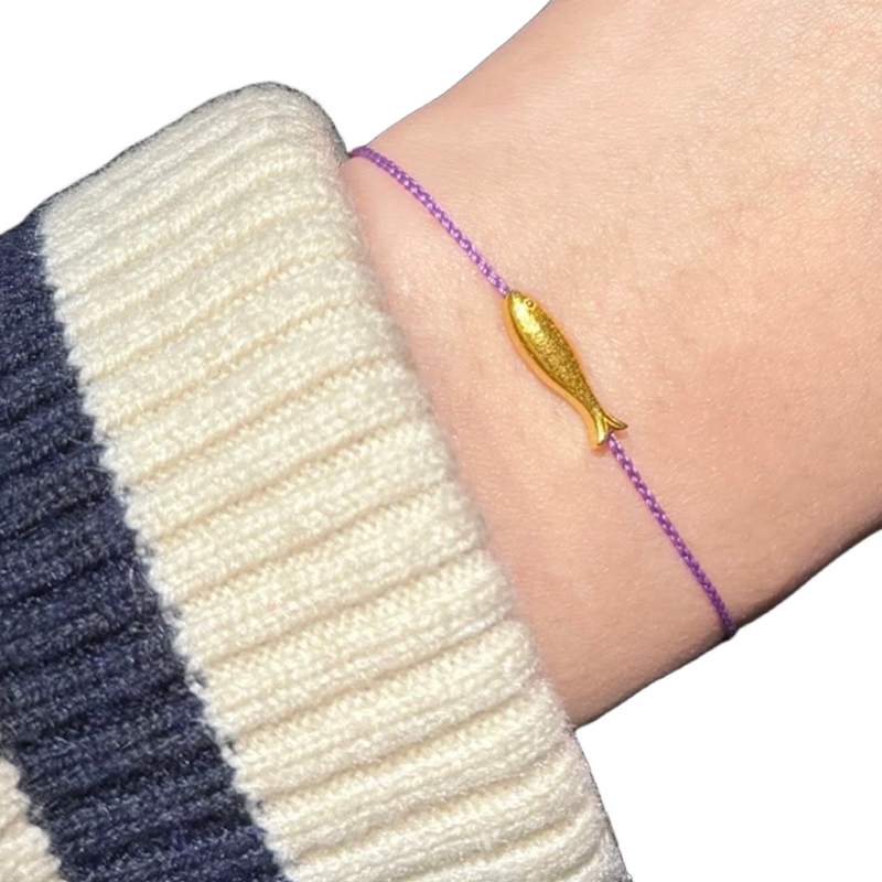 古法黄金小黄鱼转运珠足金小金鱼手链手串串珠配饰路路通女手工金