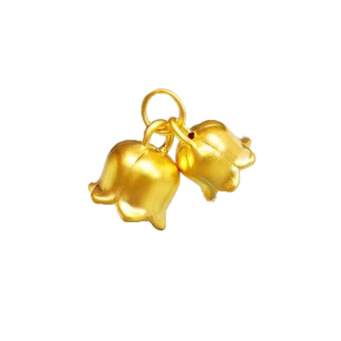 足金999铃兰花朵黄金花瓣铃铛挂坠纯金喇叭花七夕礼物项链送女友