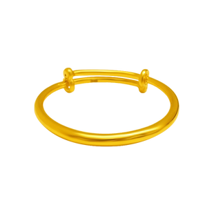 黄金无氰宝宝手镯999足金抽拉调节手环3D硬金婴儿满月周岁礼物