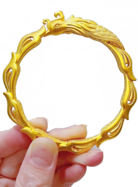 金瑞缘婚嫁纯金古法手镯龙凤呈祥