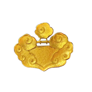 秋冬新品毛衣纯黄金项坠 女足金999祥云如意锁包宝宝手工古法錾刻