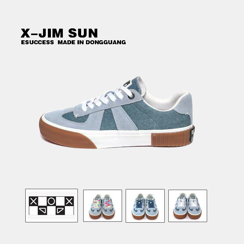 击上滑板鞋经典牛仔蓝男女美式德训鞋原创品牌低帮耐磨减震滑板鞋
