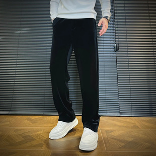 亿姐男装2025男装男冬季潮流时尚舒适加厚加绒高端修身休闲裤
