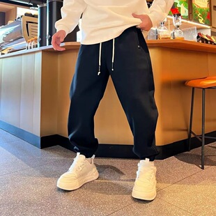 开云男装冬季新款百搭休闲时尚潮流简约直筒宽松加绒男款休闲裤