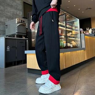 DB 男装冬季厚款加绒直筒休闲裤情侣新年款洋气百搭显瘦长裤
