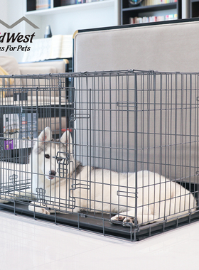 中西【Midwest】大中犬狗笼子室内可折叠不易锈碳钢边牧金毛柴