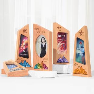 新款奖杯定制优秀员工相片奖杯销售公司竞赛年会颁奖礼品订做刻字