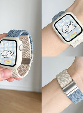 适用小米手环9pro表带新款8Pro尼龙编织卡扣腕带小米智能运动手表8Pro撞色回环秋冬替换带保护壳配件云顶创想