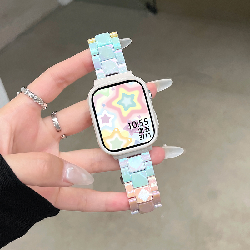 云顶适用苹果iwatch炫彩树脂表带