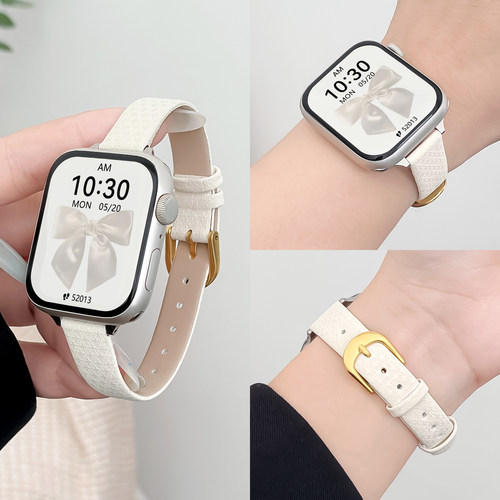 适用华为fit5手表带新款十字纹皮质华为watchfit4表带女生夏天fit3智能腕带小众精致fit5pro运动腕表链秋冬