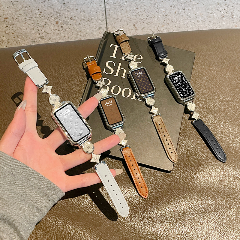 适用红米手环四叶草星芒皮质表带