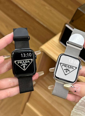 适用iwatchs8/s9表带 米兰磁吸一体金属苹果s7/s6/se/5/4/3/2代手表表带applewatchse表带se2云顶创想