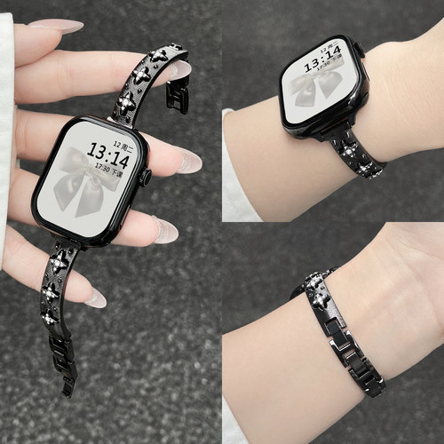 适用华为fit5手表带创意新款金属手镯fit5pro表链女表华为watchfit4表带高级运动fit3智能表带质感夏天时尚