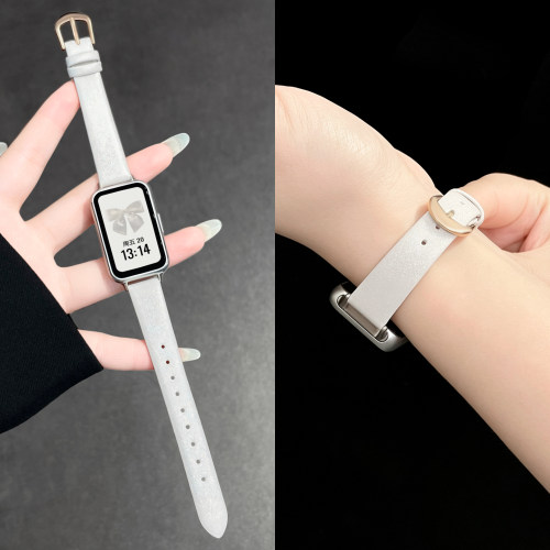 适用于华为手环11表带新款韩系皮质华为10手表带女生band9夏天运动荣耀11pro替换腕带8代nfc时尚小众透气