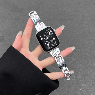 适用红米watch6表带Redmi5可爱小狗彩钻金属表链redmiwatch4手表3腕带2智能1运动女生高级感替换带保护壳配件