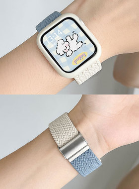 适用华为FIT3表带fit4编织尼龙透气撞色4pro腕带watchfit2智能运动一二三代new编织夏天男女替换带保护壳