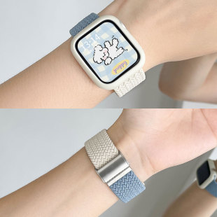 适用华为FIT3表带fit4编织尼龙透气撞色4pro腕带watchfit2智能运动一二三代new编织夏天男女替换带保护壳