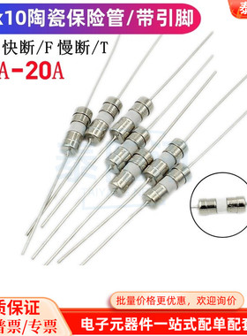 陶瓷3.6x10mm带引脚陶瓷保险丝管快慢熔断FT0.5A13456.310121520A