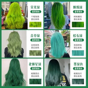 2024流行色女蜥蜴绿墨绿北极星蓝绿染发膏男茉莉绿色染发剂植物潮