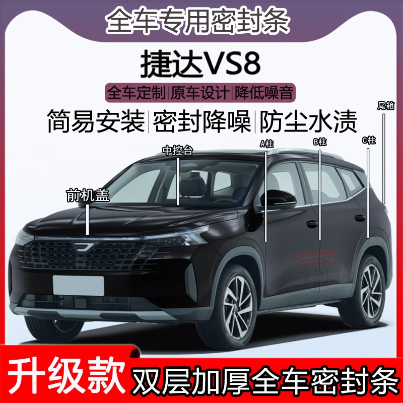 适用捷达VS8密封条全车门隔音ABC柱密封条中控引擎机盖尾箱密封条