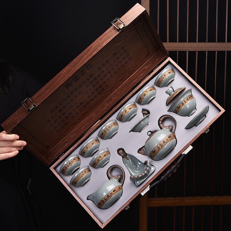茶具梅兰竹菊哥窑茶具马到成功汝窑茶具开业商务会销礼品套装