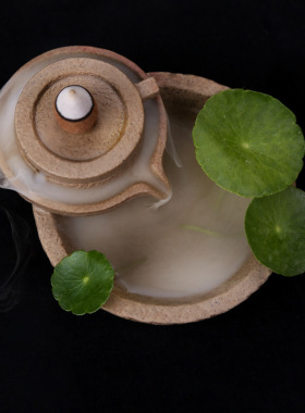 厂家直销爆款创新倒流香炉石磨荷叶檀香炉家居办公送礼香炉摆件