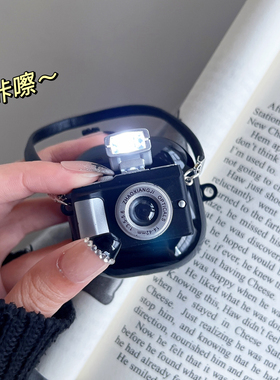 潮酷黑色咔嚓相机适用三星buds2pro耳机壳Galaxybudslive无线蓝牙耳机保护套budspro个性网红相机全包防摔款