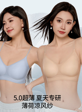 山茶花超薄0.5细闪香氛内衣女小胸聚拢无痕凉感美背吊带文胸薄款