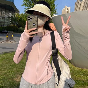 冰丝防晒衣女款2023新款夏季修身运动显瘦瑜伽服防晒外套紧身上衣