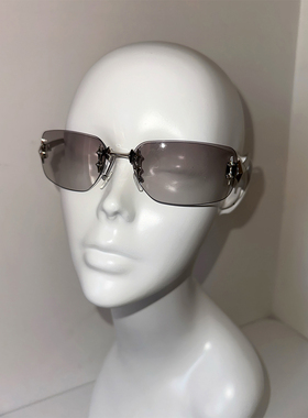 1105lab复古五角星无边长方形灰色冷感墨镜凹造型时髦朋克太阳镜