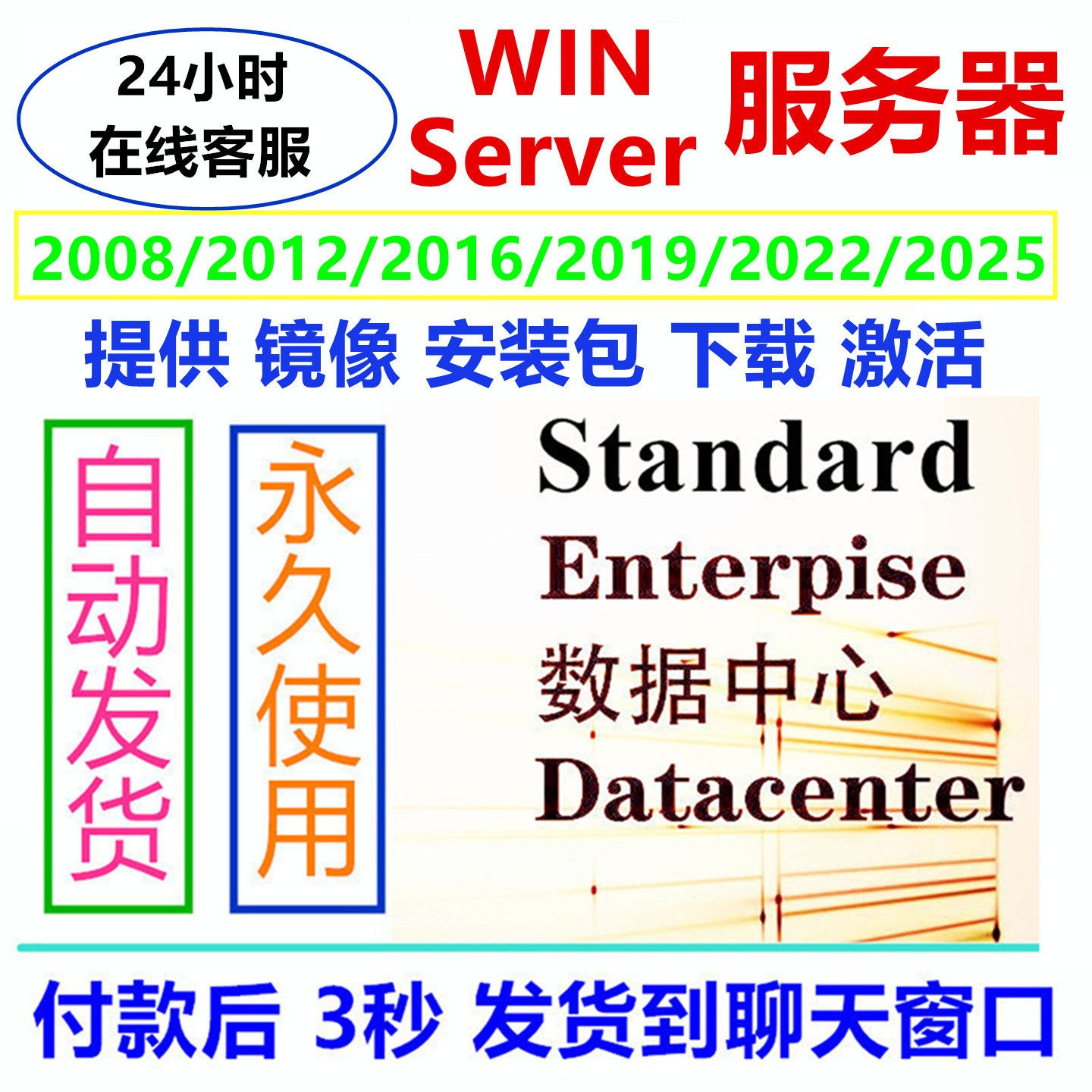 Server2019服务器2022系统2016下载2012R2激活2025windows2008r2