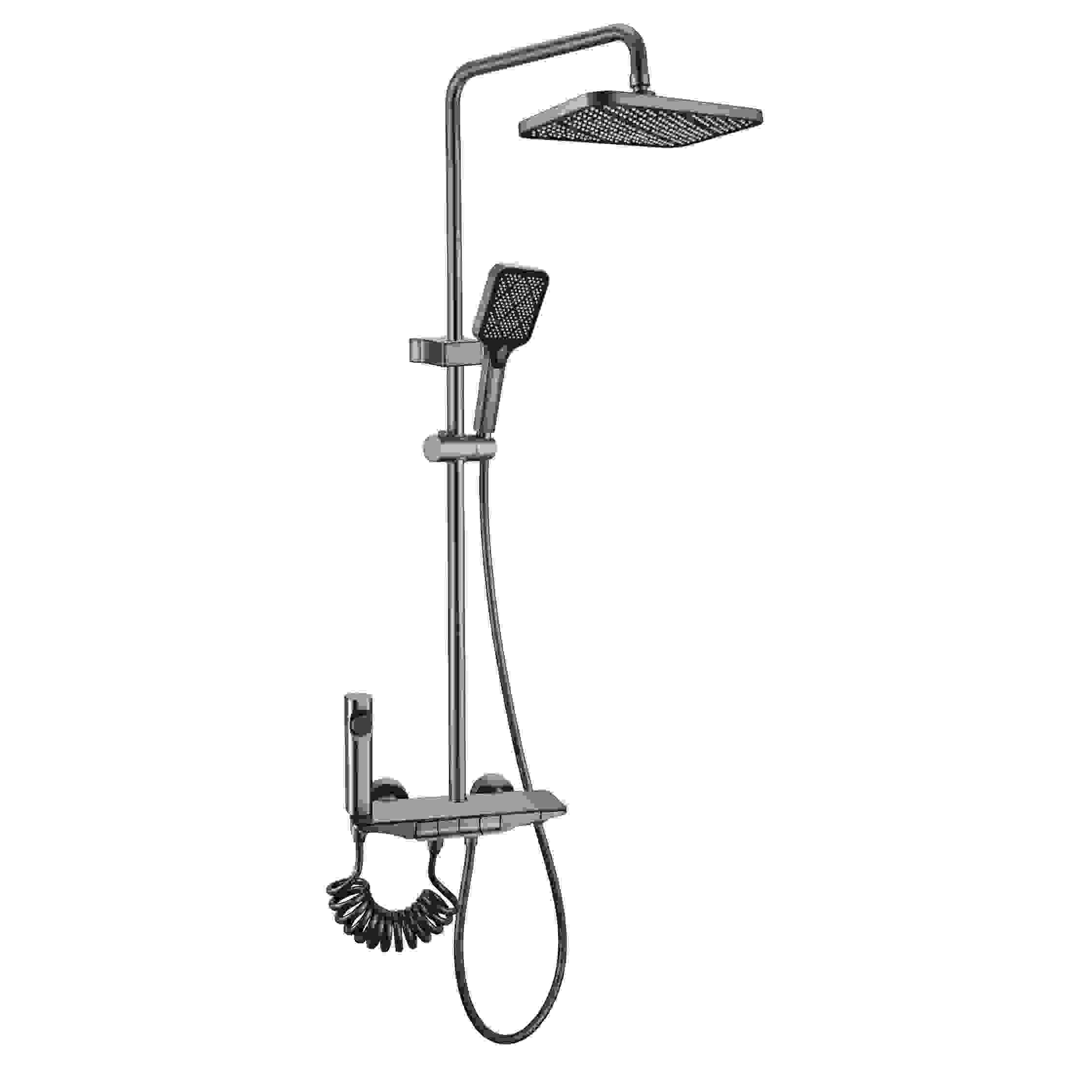 5186淋浴花洒大平板花洒套装家用置物四档按键浴室淋浴卫生间