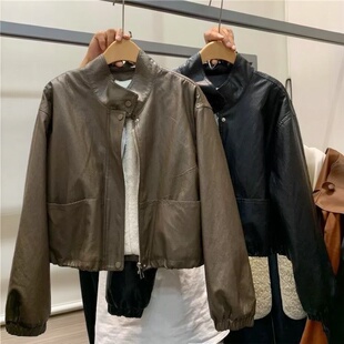 加绒毛内胆皮衣外套女冬帅气机车服加厚保暖夹克宽松型韩式青年