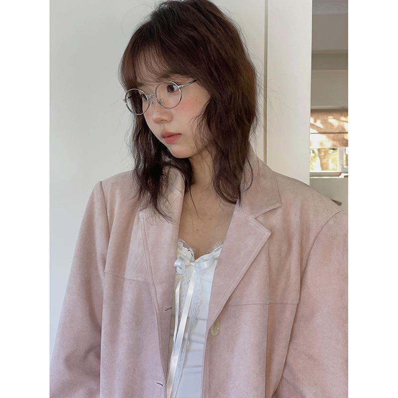 【韩系博主 秋季版新色】通勤仿麂皮绒西装外套新款西服W709B