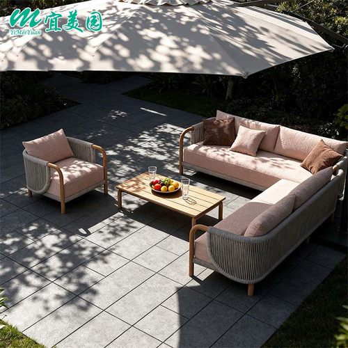 户外沙发组合庭院酒店露台别墅民宿休闲室外防水防晒藤编家具