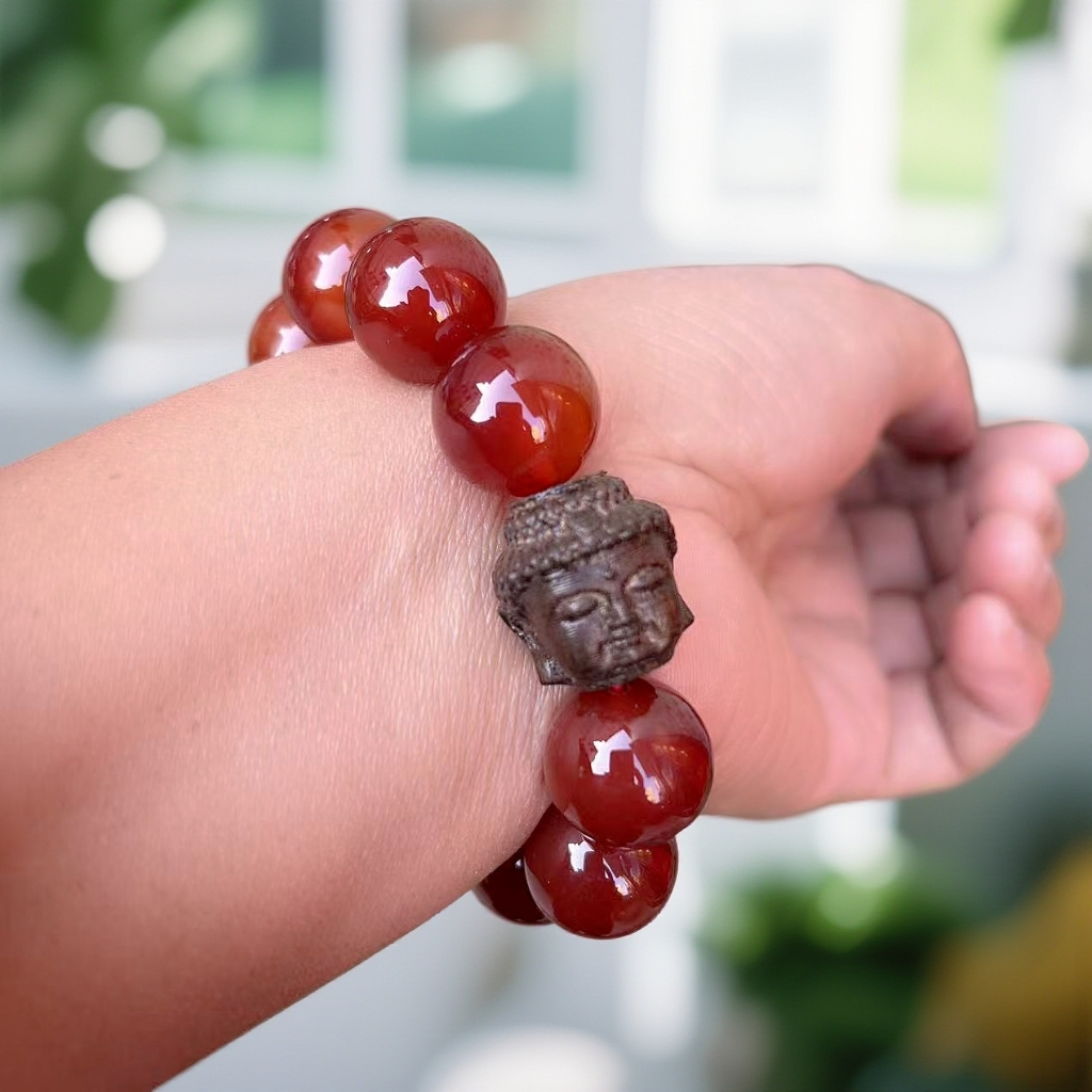 18毫米红玛瑙圆珠手串本命年转运