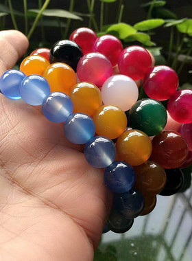 玛瑙多彩手链情侣玉石多宝手串