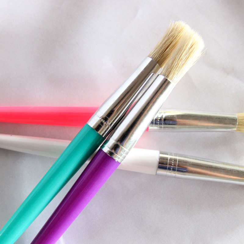 儿童画笔糖果色4支扁头猪鬃