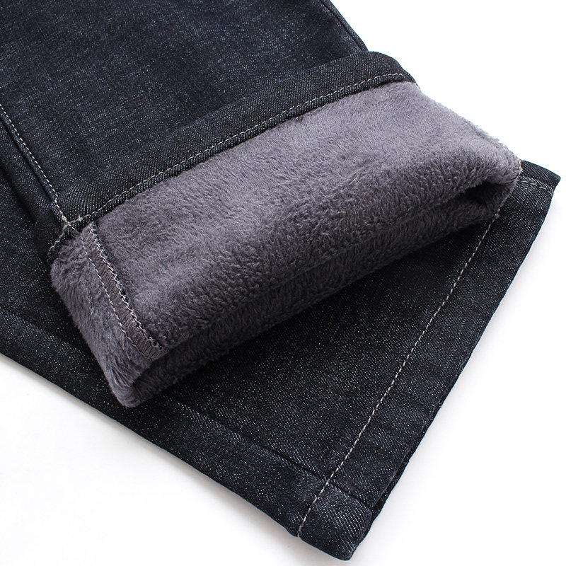 JEEP 지프 스피릿 청바지 남성 겨울 착용 루즈 스트레이트 대형 캐주얼 플러스 플리스 남성 바지