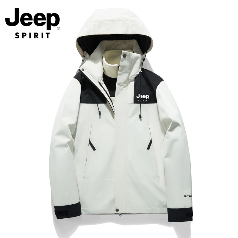 Jeep户外冲锋衣男女款三合一登山风衣服西藏徒步爬山运动团队外套