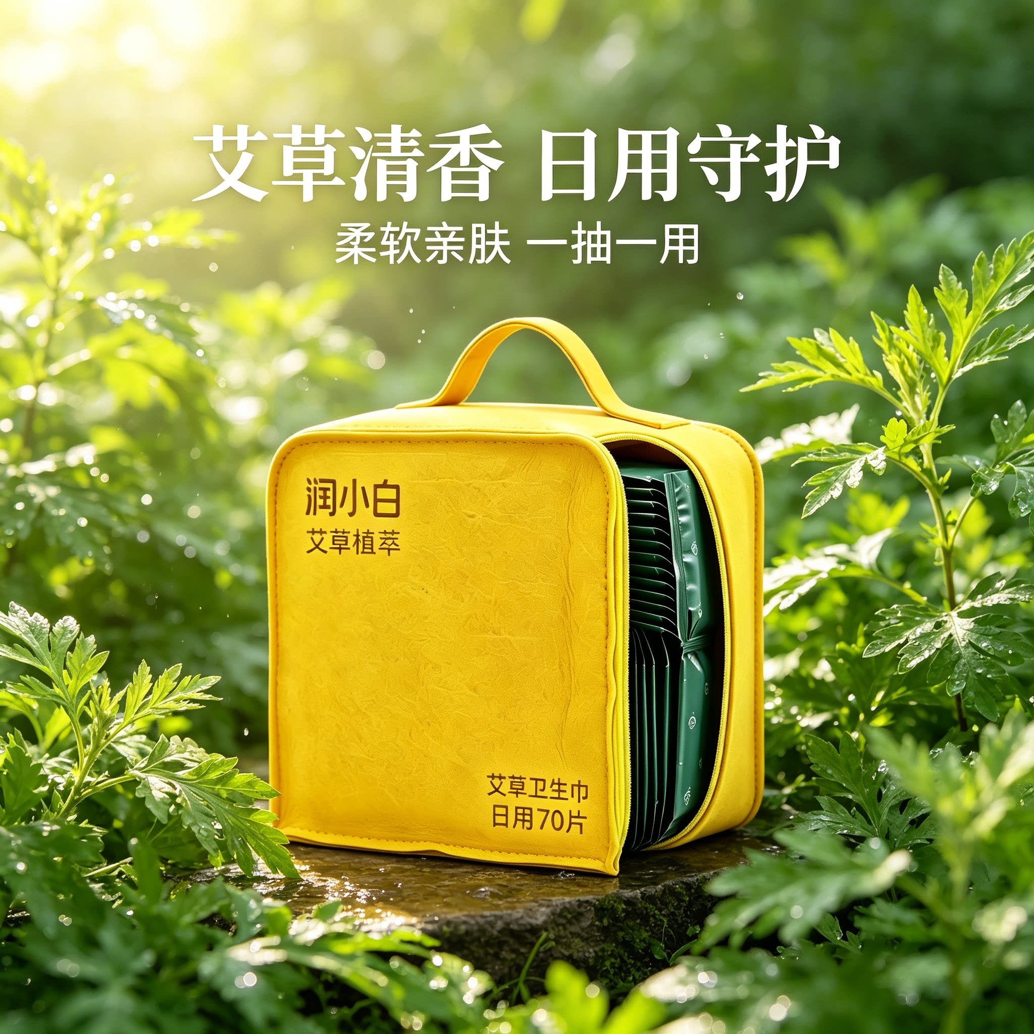 润小白艾草轻薄瞬吸不侧漏卫生巾