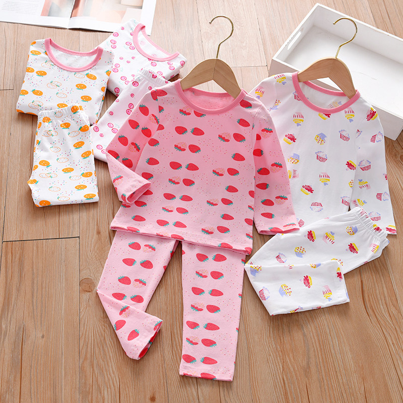 BABY PAJAMAS COTTON THIN CHILDRENS SPRING AND AUTUMN TWO-PIECE SET LITTLE GIRL GIRLS HOME CLOTHES BABY AND CHILDRENS SET
