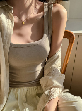 螺纹棉方领修身显瘦小背心女内搭吊带百搭基础款春夏季可外穿